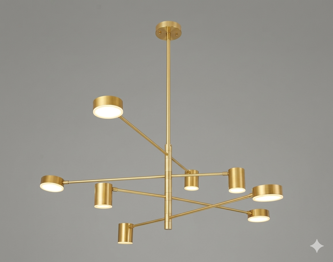 Mid-Century Modern Branching 6 Head Chandelier